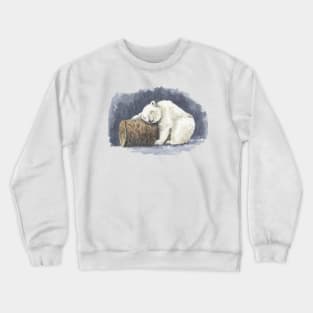 Sleeping polar bear, watercolor art Crewneck Sweatshirt